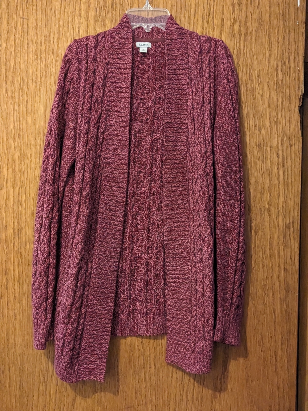 L.L. Bean Cable Knit Open Front Cardigan